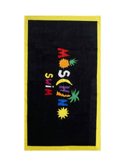 Moschino Swim Beach Towel Tropical Fruits Pattern Cotton Black