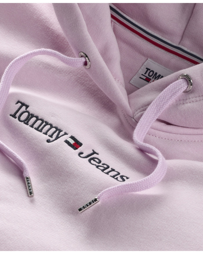 Tommy Jeans Felpa Regular Linear con Cappuccio Misto Cotone Rosa 3