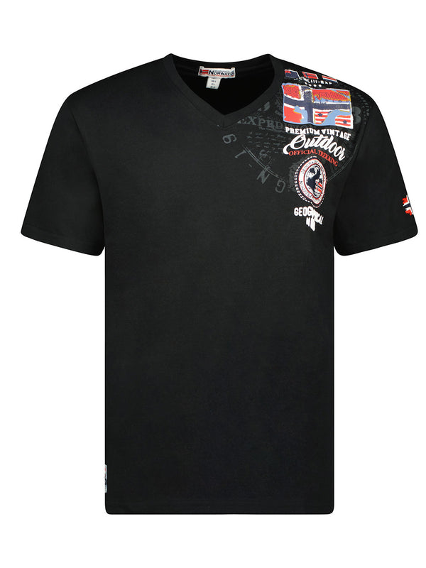 Geographical Norway Men's Black Short Sleeve Shirt