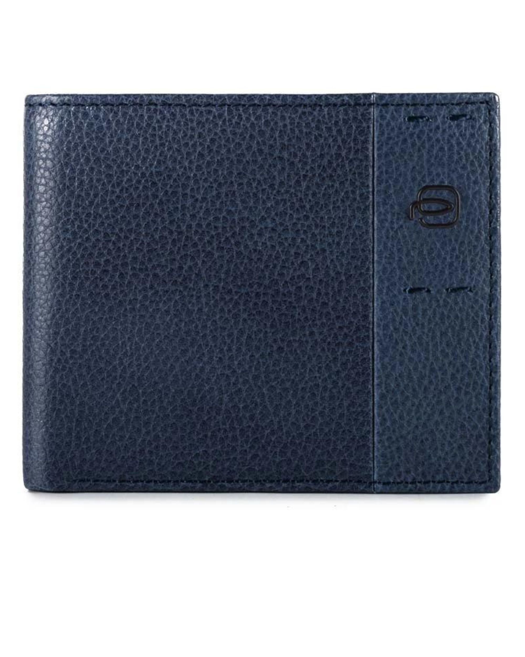 Piquadro Portafoglio con Portamonete e Carte in Pelle Blu Scuro Uomo