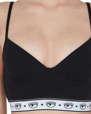 Chiara Ferragni Corpetto Bralette Stretch Cotone Nero
