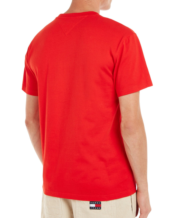 Tommy Jeans T-Shirt TJM Classic Linear Cotone Rosso 2