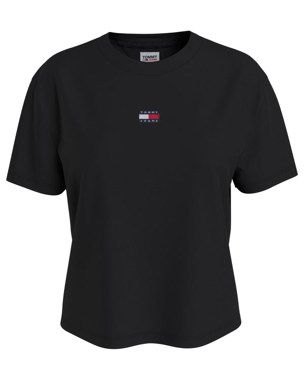 Tommy Jeans T-Shirt Badge Tee Cotone Nero