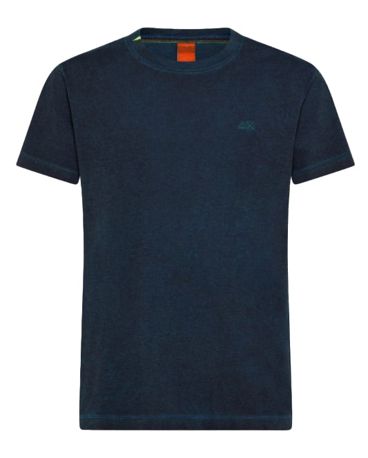 Sun68 Special Dye Blue Cotton T-shirt