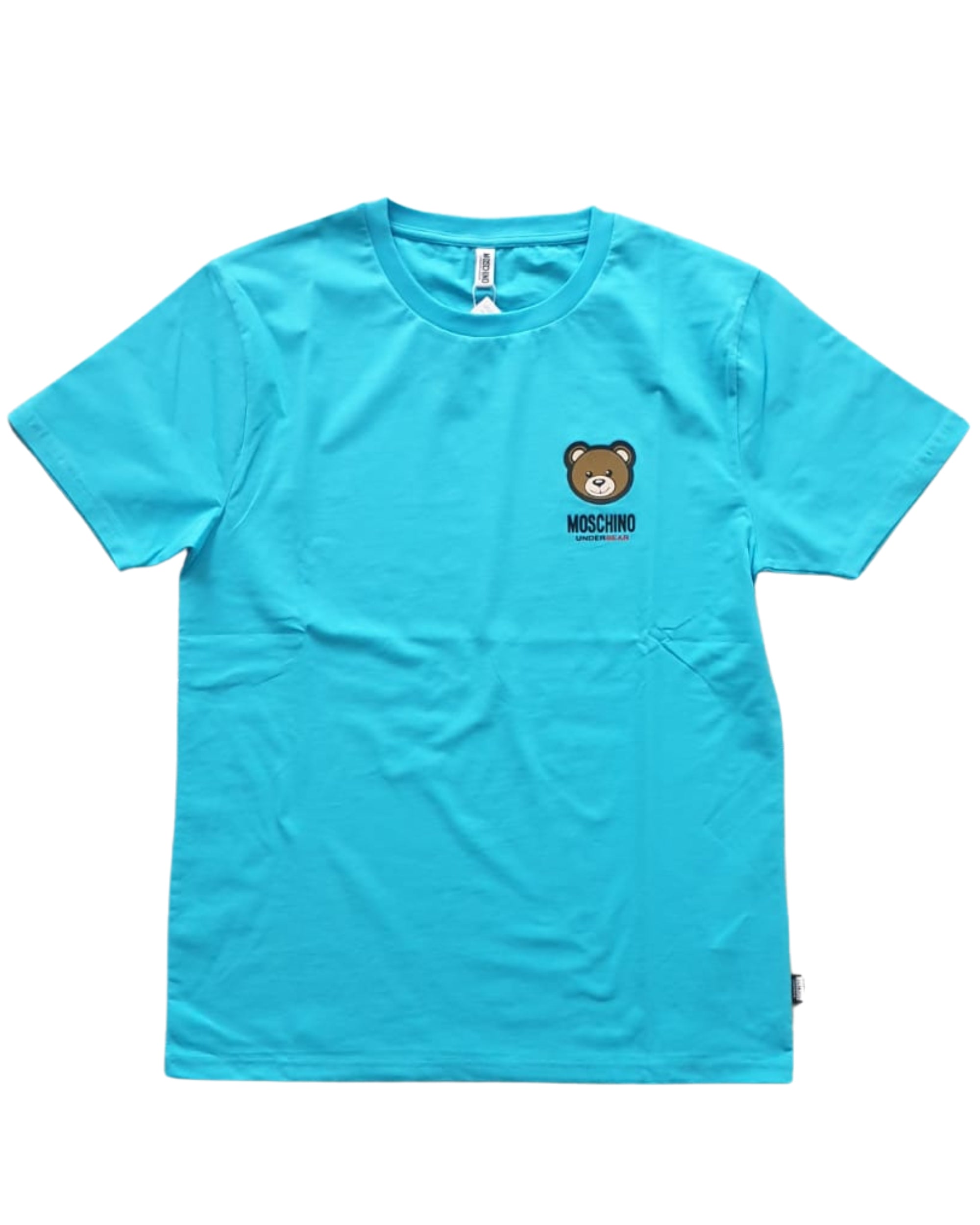 Moschino Underbear Logo Stretch Jersey in Cotone Azzurro