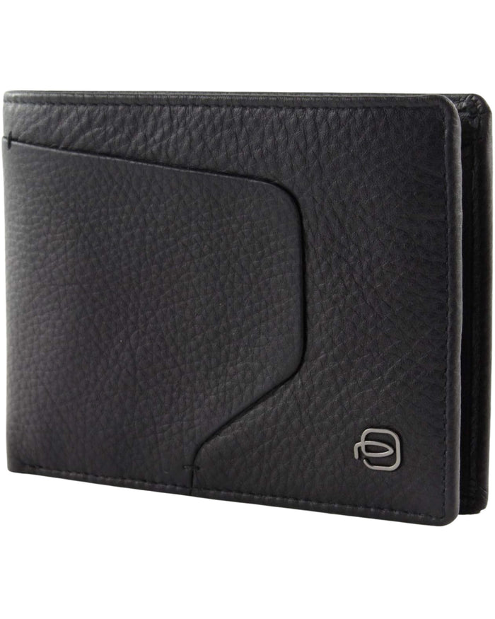 Piquadro Black Square Coin Purse With 6 Credit Card Slots 11cm Black Tobacco Leather Men 1