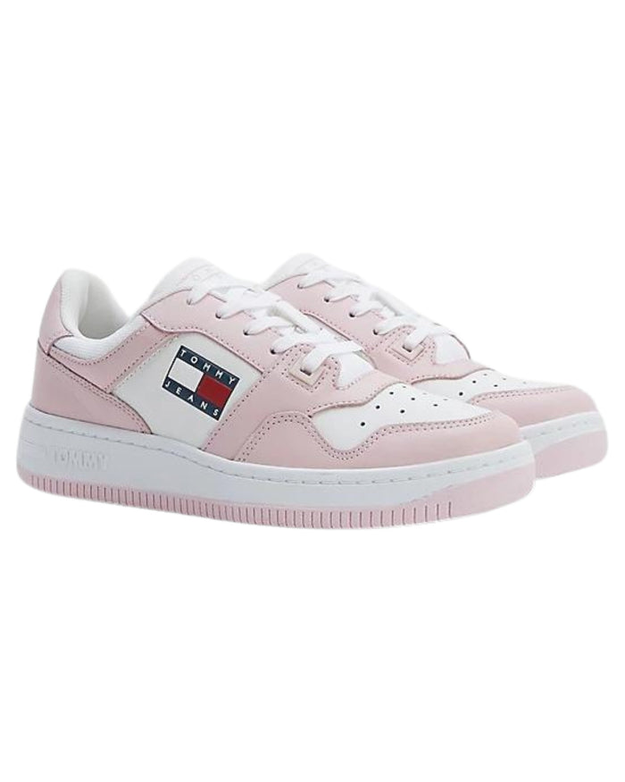 Tommy Jeans Sneakers Retro Basket in Pelle Rosa 2