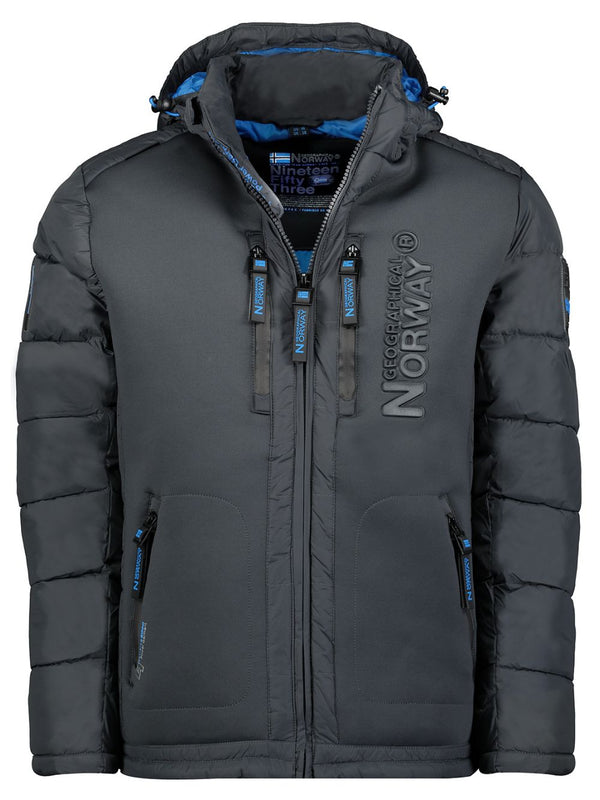 Geographical Norway Piumino Bomber Parka Outdoor Cappuccio Grigio Uomo