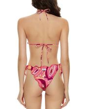 Mefui Bikini Triangolo Frou Frou E Slip Nodi Regolabile 'wet' Rosa Donna