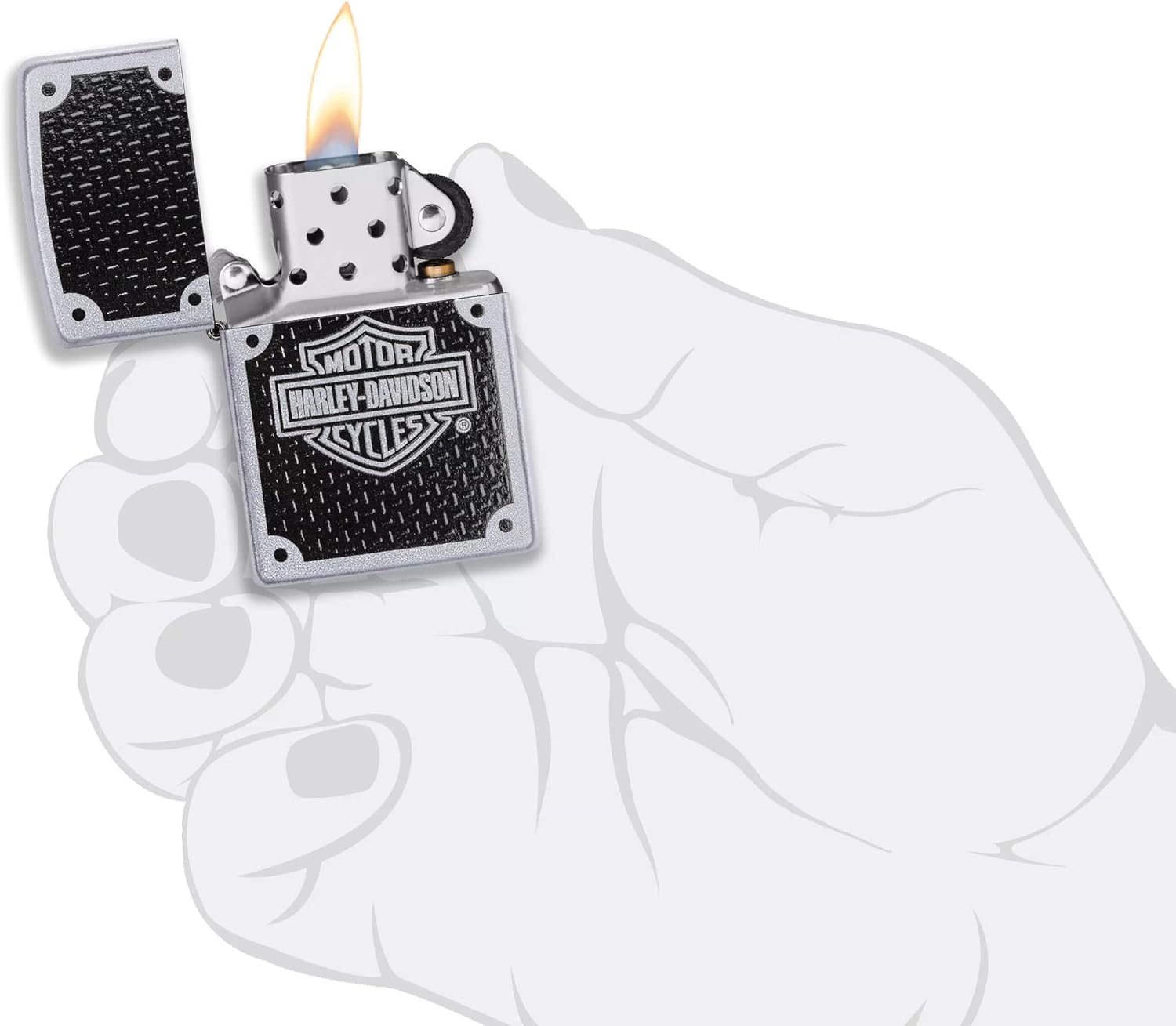 Zippo accendino Harley Davidson Antivento Ricaricabile Made In Usa Argento 24025