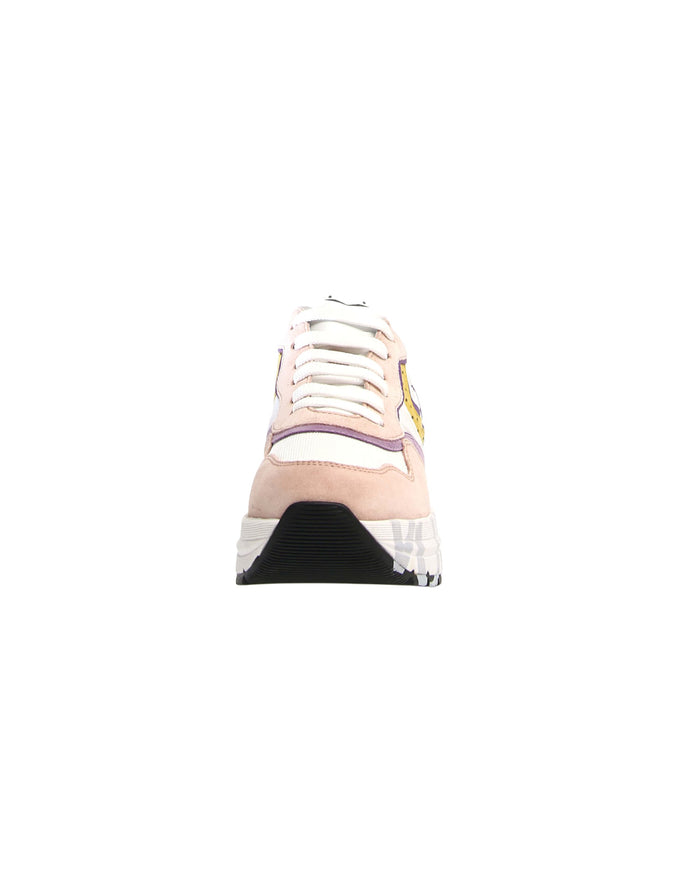 Voile Blanche Sneaker In Pelle E Tessuto, Stringhe Trek, Suola In Gomma Ultraleggera Rosa Donna 2