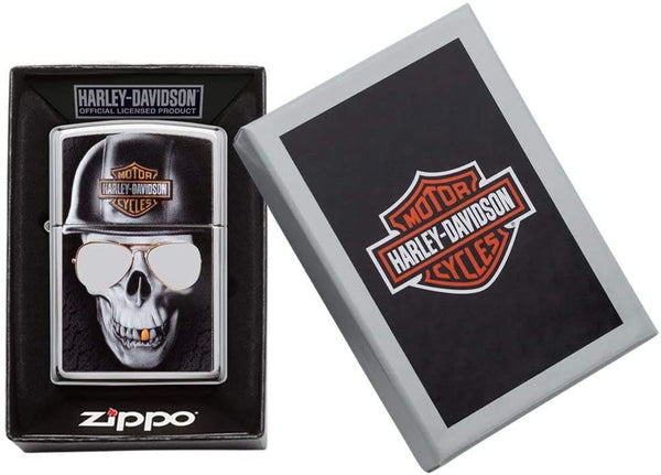 Zippo Skull Harley Skull Davidson Chrome Silver Unisex-2