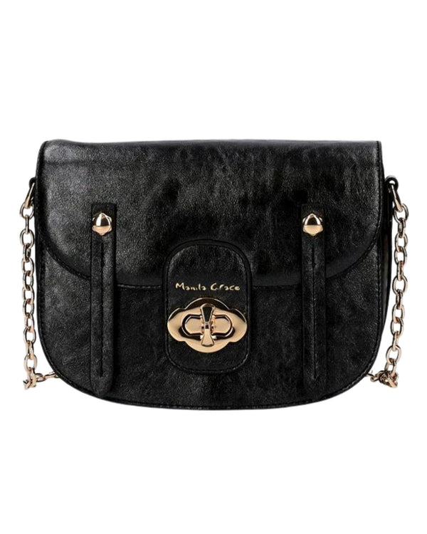 Manila Grace Pochette Tracolla Poppy Ecopelle Nero-2