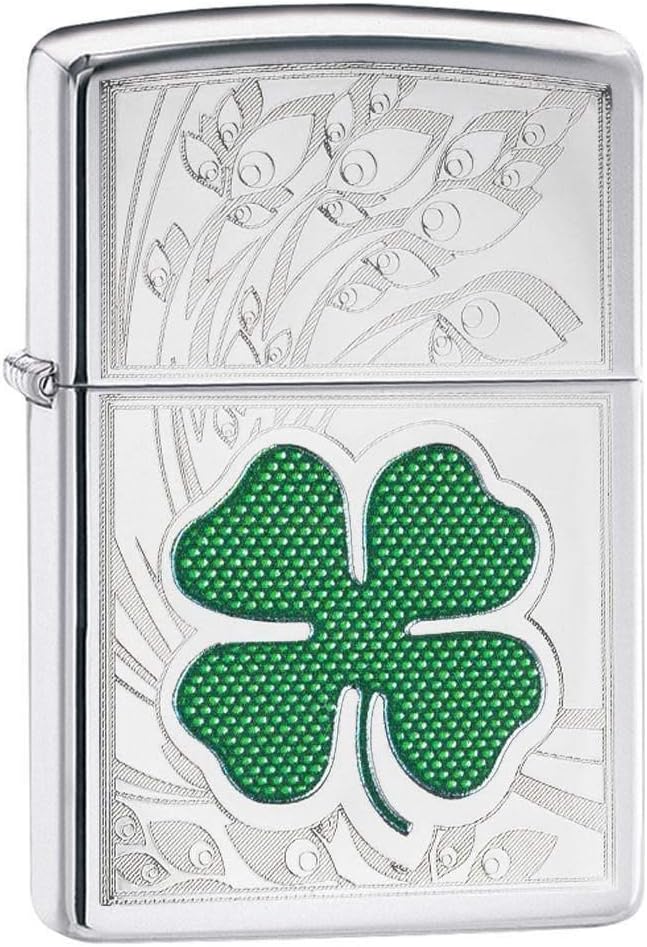 Zippo Windproof Refillable Made In Usa Lucky Luck Silver Unisex 1