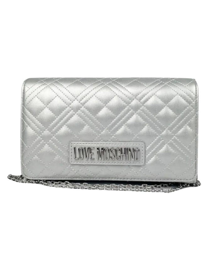 Love Moschino Quilted Borsetta Pochette Tracolla Argento 1