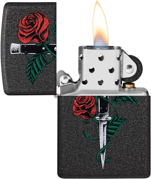 Zippo Tatoo Rosa Pugnale Nero Unisex-2