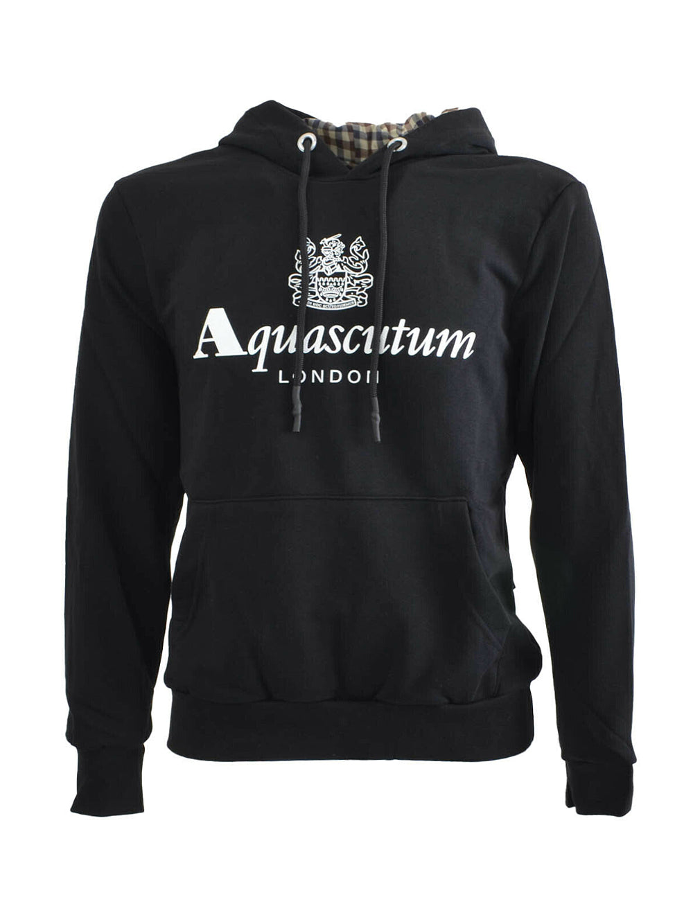 Aquascutum London Manica Lunga Cappuccio Nero Uomo