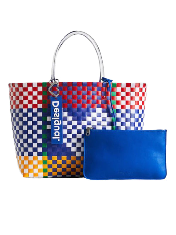 Desigual Shopping Bag Design Intrecciata Multicolore Donna