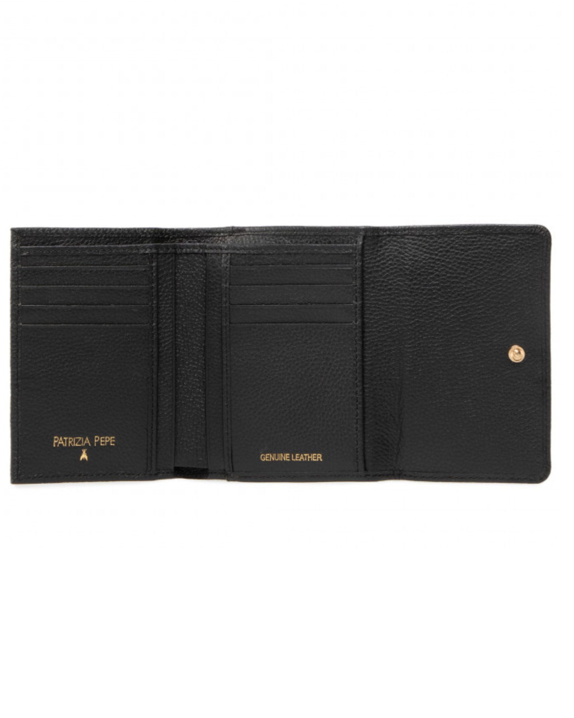 Patrizia Pepe Wallet External Zip with Flap Black Leather 