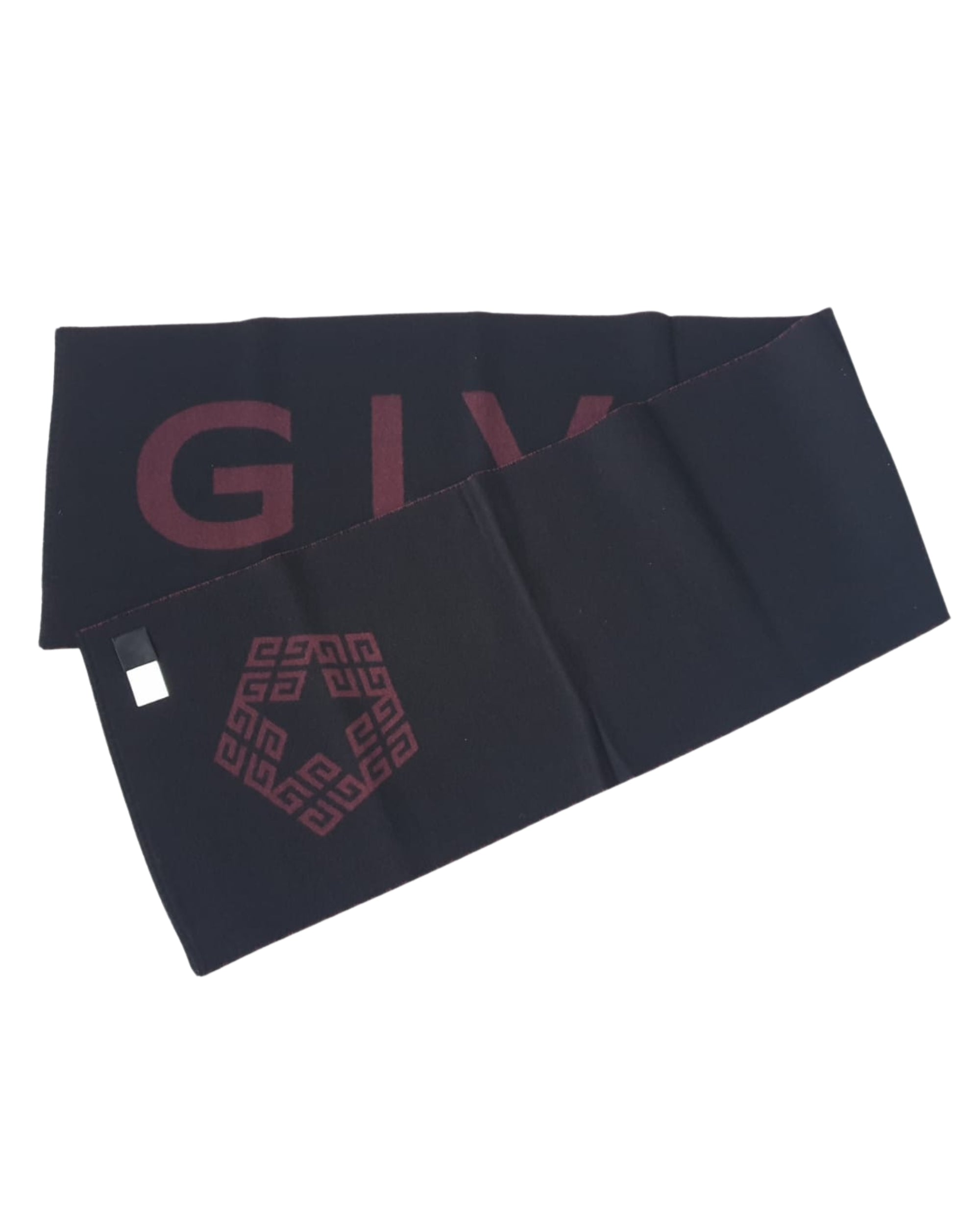 Givenchy Foulard Stola Lana Nero Big Logo