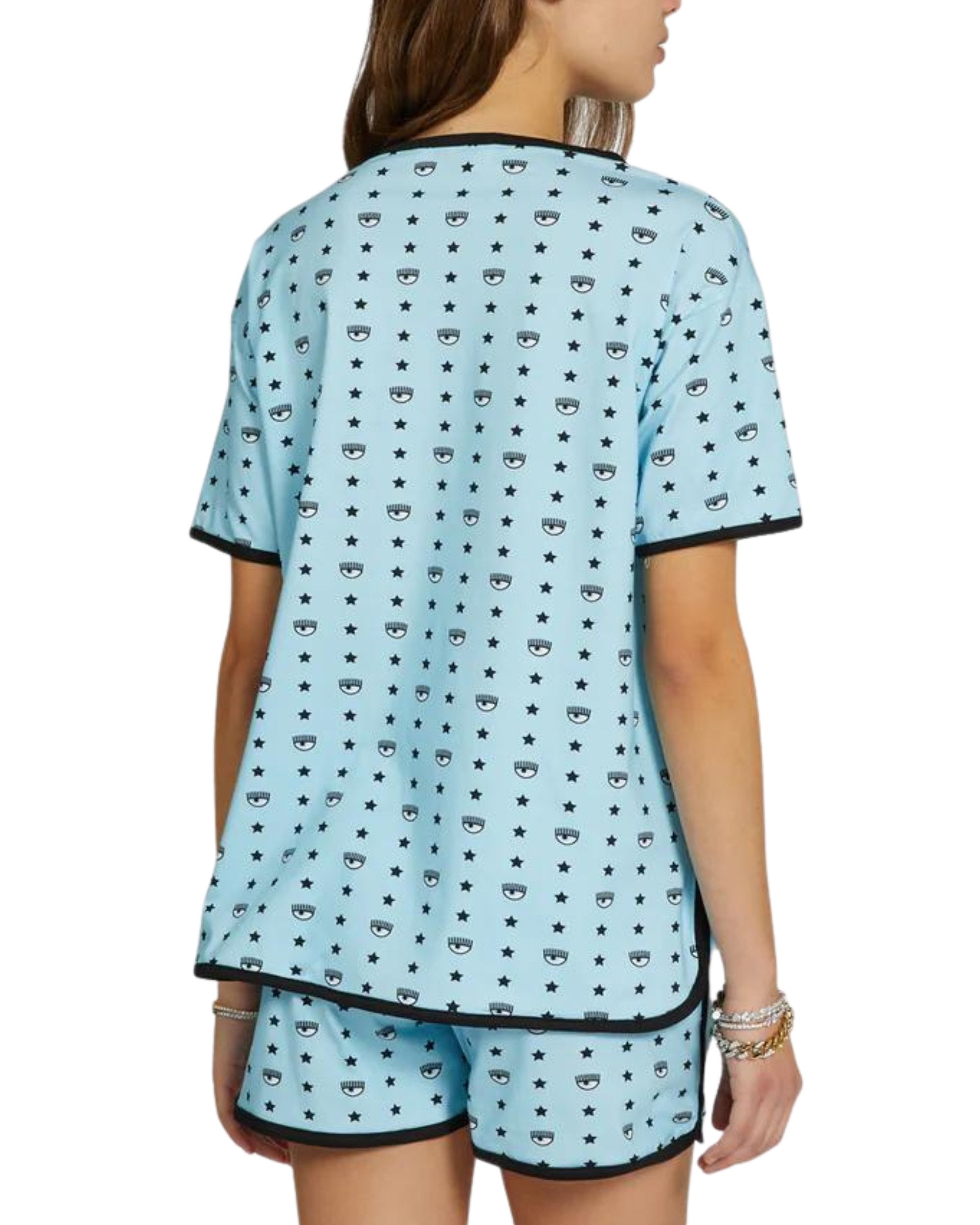 Chiara Ferragni Short Pyjamas Eye-star Complete By Azzurro Donna
