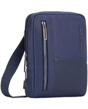 Piquadro Cross Over Shoulder Bag Unisex Women Nylon And Leather Blue Men