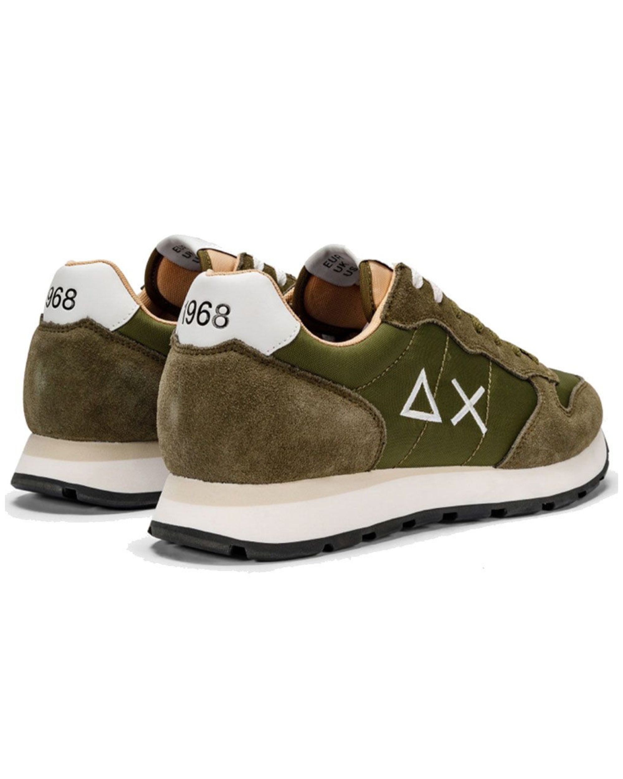 Sun68 Sneakers Tom Solid Tomaia in Pelle/Tessuto Verde Z34101
