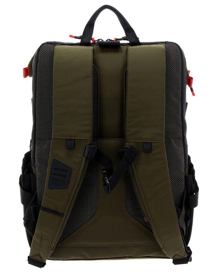 Piquadro Large Backpack In Regenerated Polyester Green Men 3