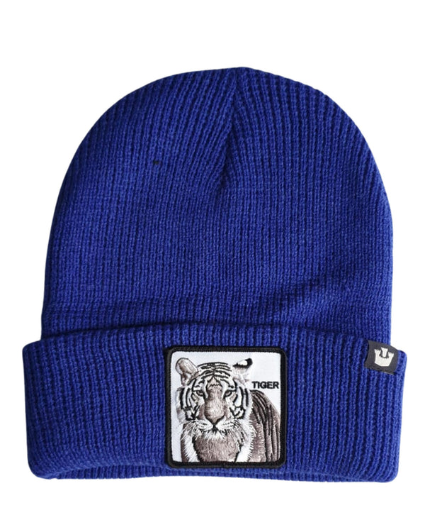 Goorin Bros. Cappello Beanie Hat Cuffia Con Patch Frontale E Logo Su Lato Blu Unisex