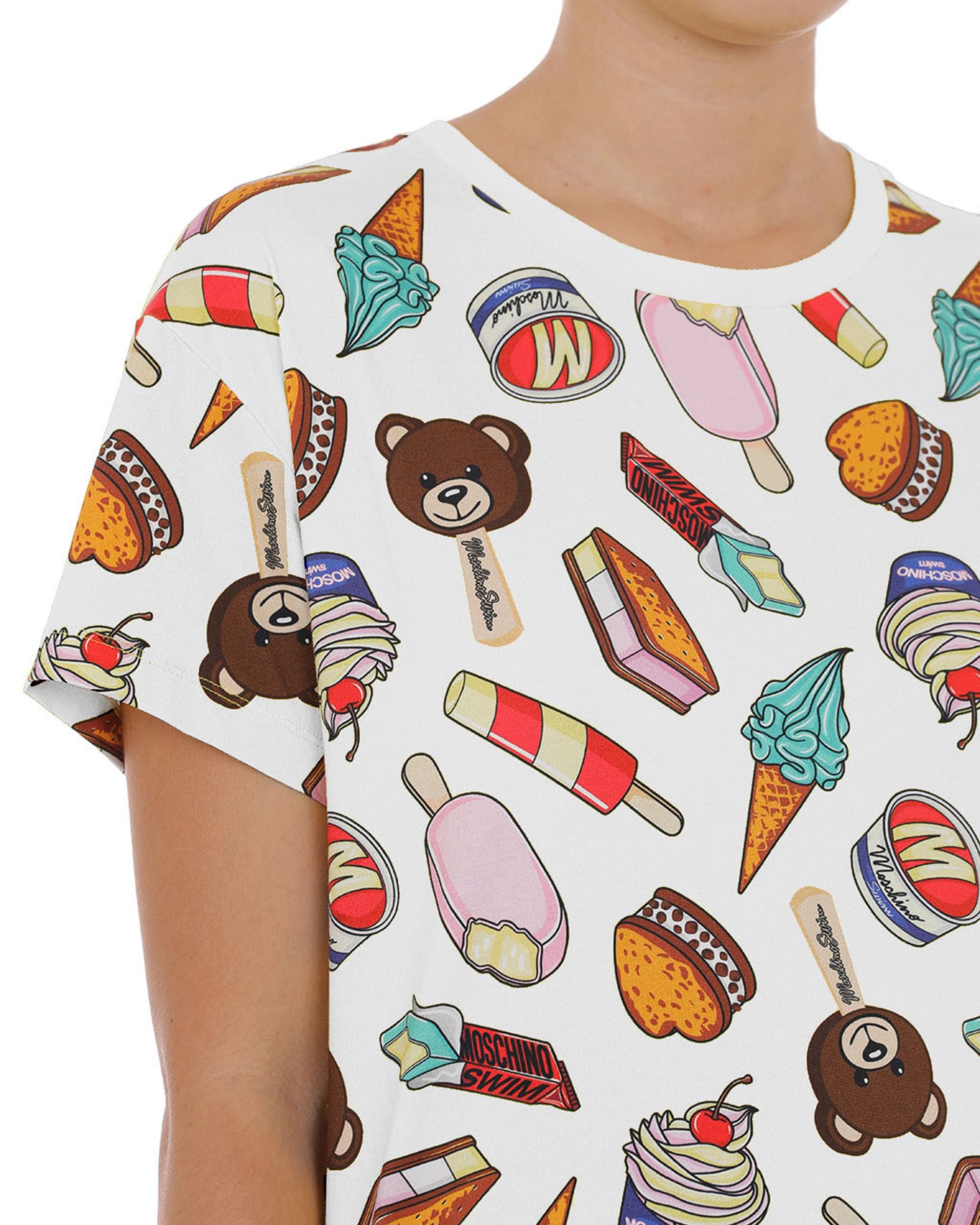 Moschino Swim Cotone/Elastan Icecream Gelato Bianco