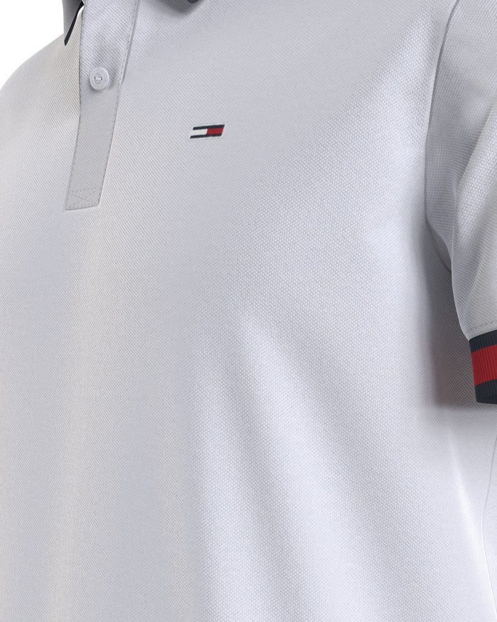 Tommy Jeans Polo TJM Red Flag Cotone Bianco 5