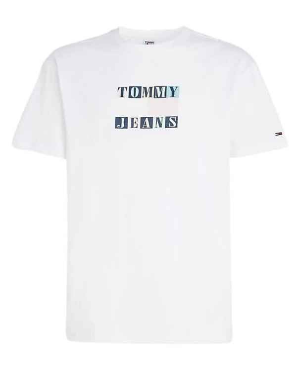 Tommy Jeans T-shirt Classic Fit con Grafica Pastello in Cotone Bianco