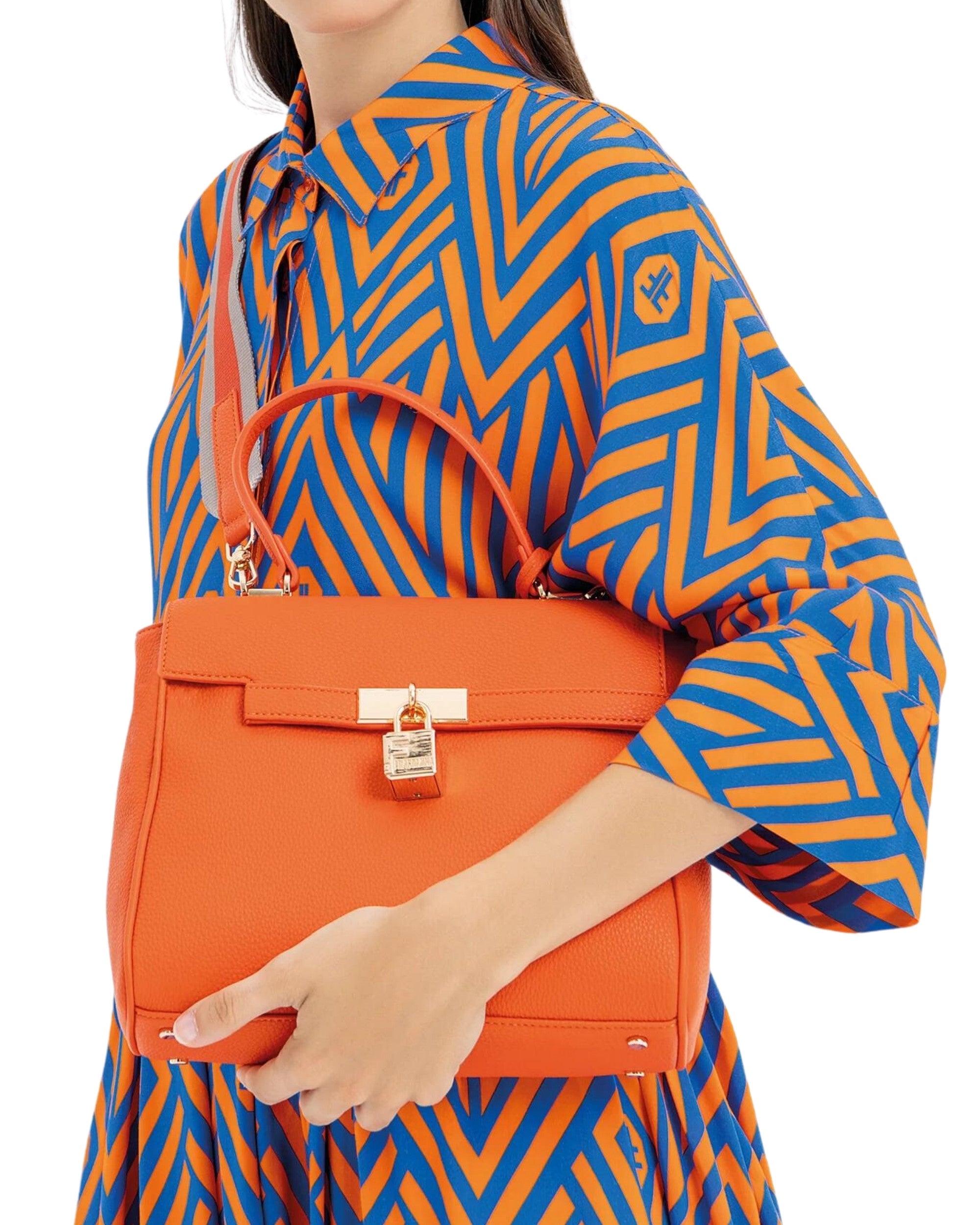 Fracomina Kelly In Eco-leather With Shoulder Strap Orange Women