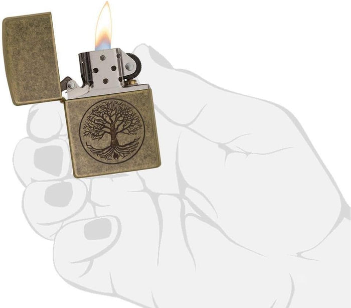 Zippo Antivento Ricaricabile Made In Usa Albero Della Vita Oro Unisex 4