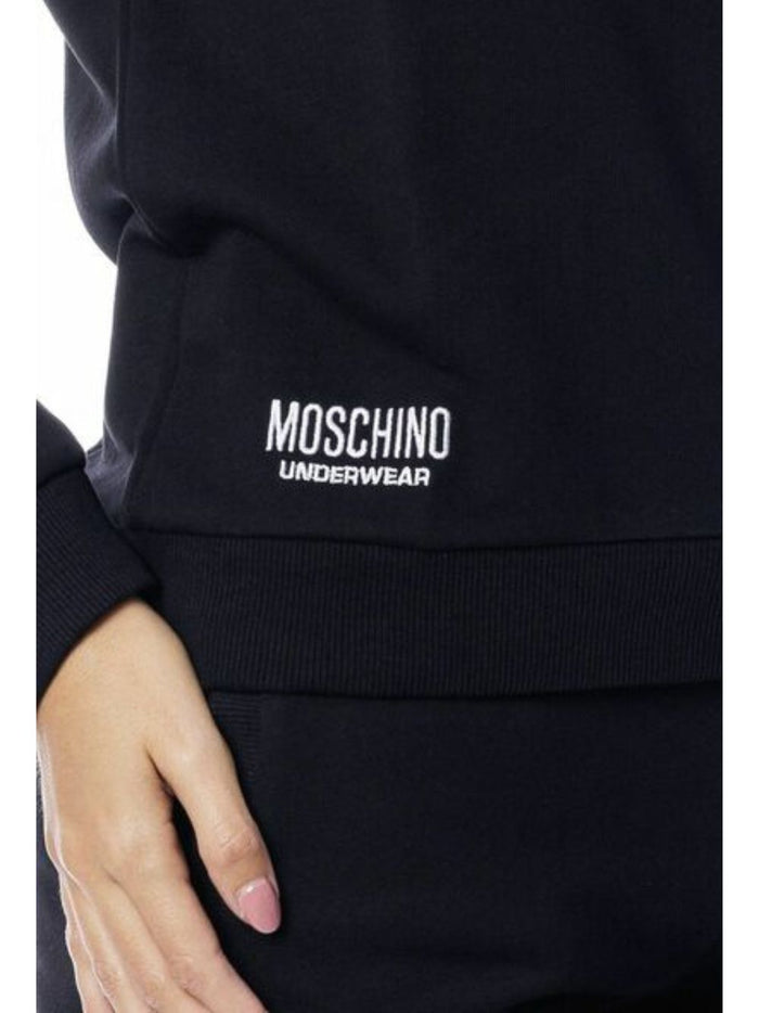 Moschino Underbear Felpa Girocollo Logo Ricamato Cotone Nero 3
