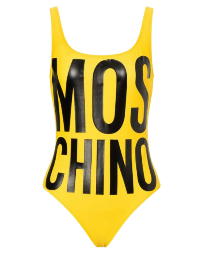 Moschino Swim Costume Intero Scritta Moschino Maxi Giallo 1