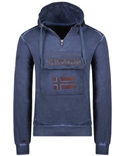 Geographical Norway Felpa Geonorway Con Cappuccio E Zip Parziale Blu Uomo