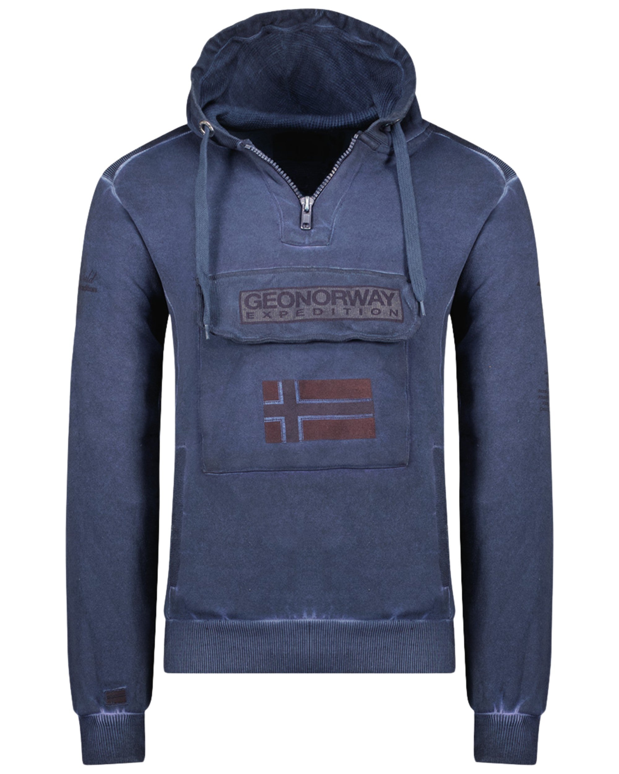 Geographical Norway Felpa Geonorway Con Cappuccio E Zip Parziale Blu Uomo