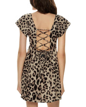 Mefui Women's Brown Spotted Print 'scrub' Short Dress