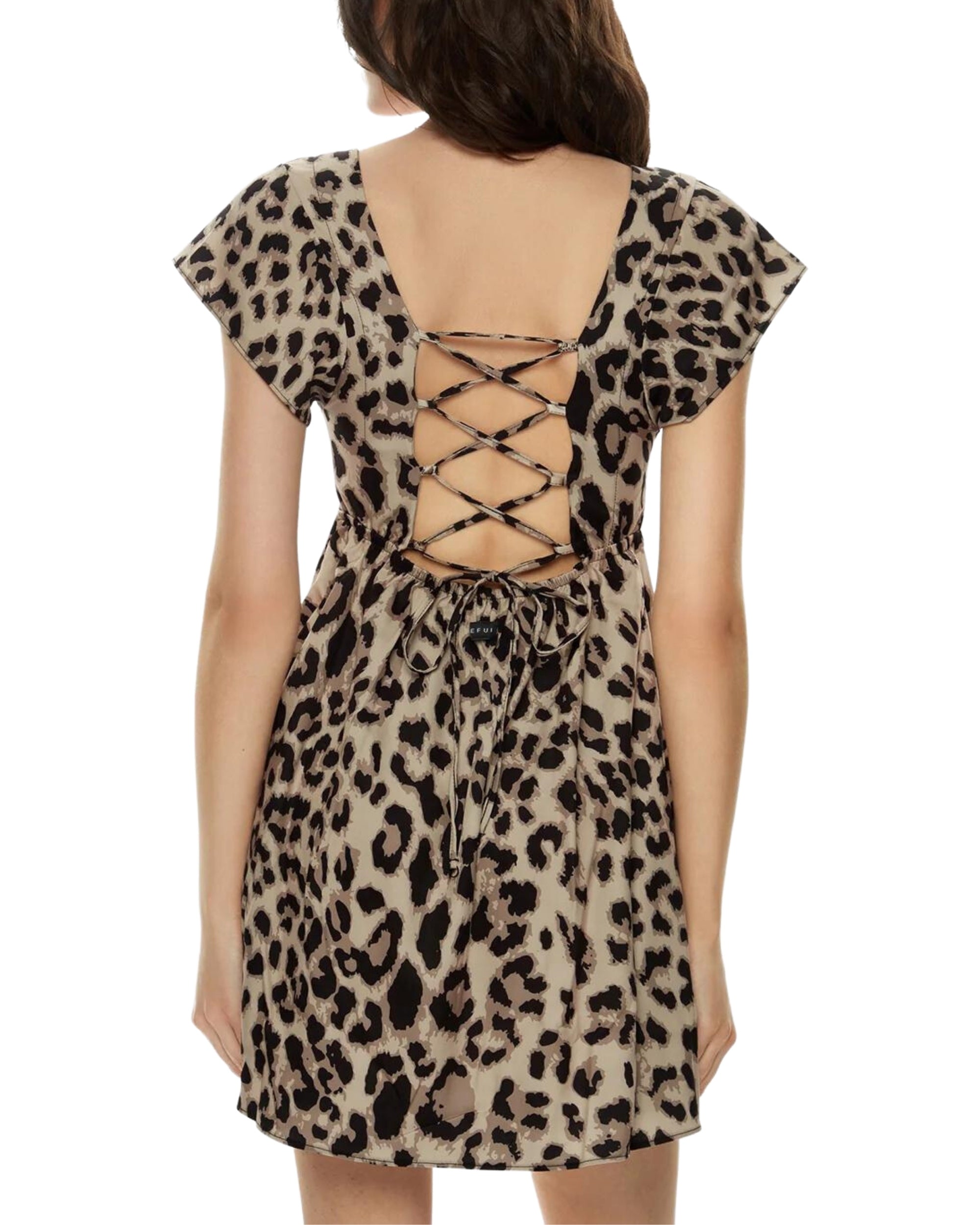 Mefui Women's Brown Spotted Print 'scrub' Short Dress