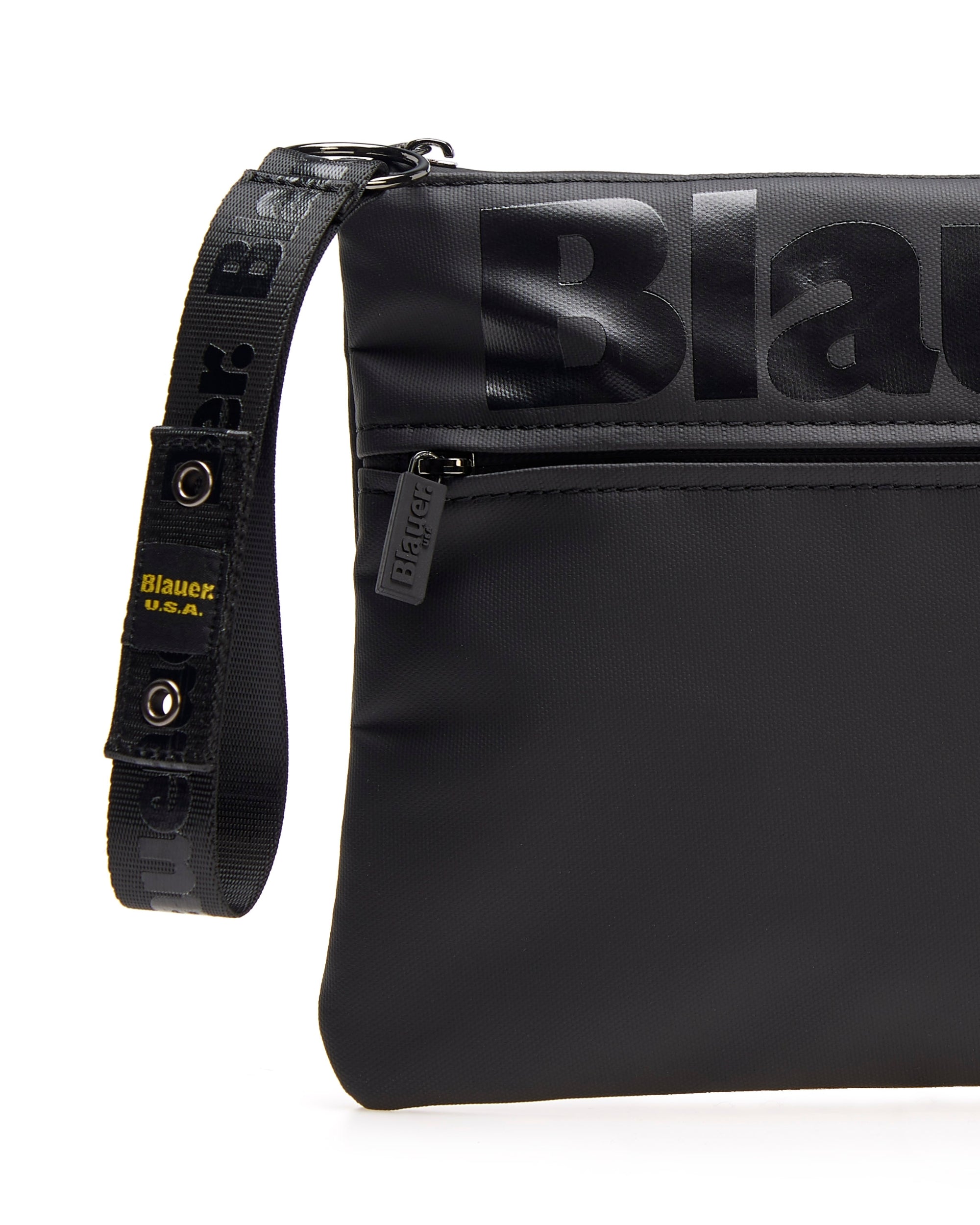 Blauer Borsa clutch borsetta polso mano pochette Strip Nero