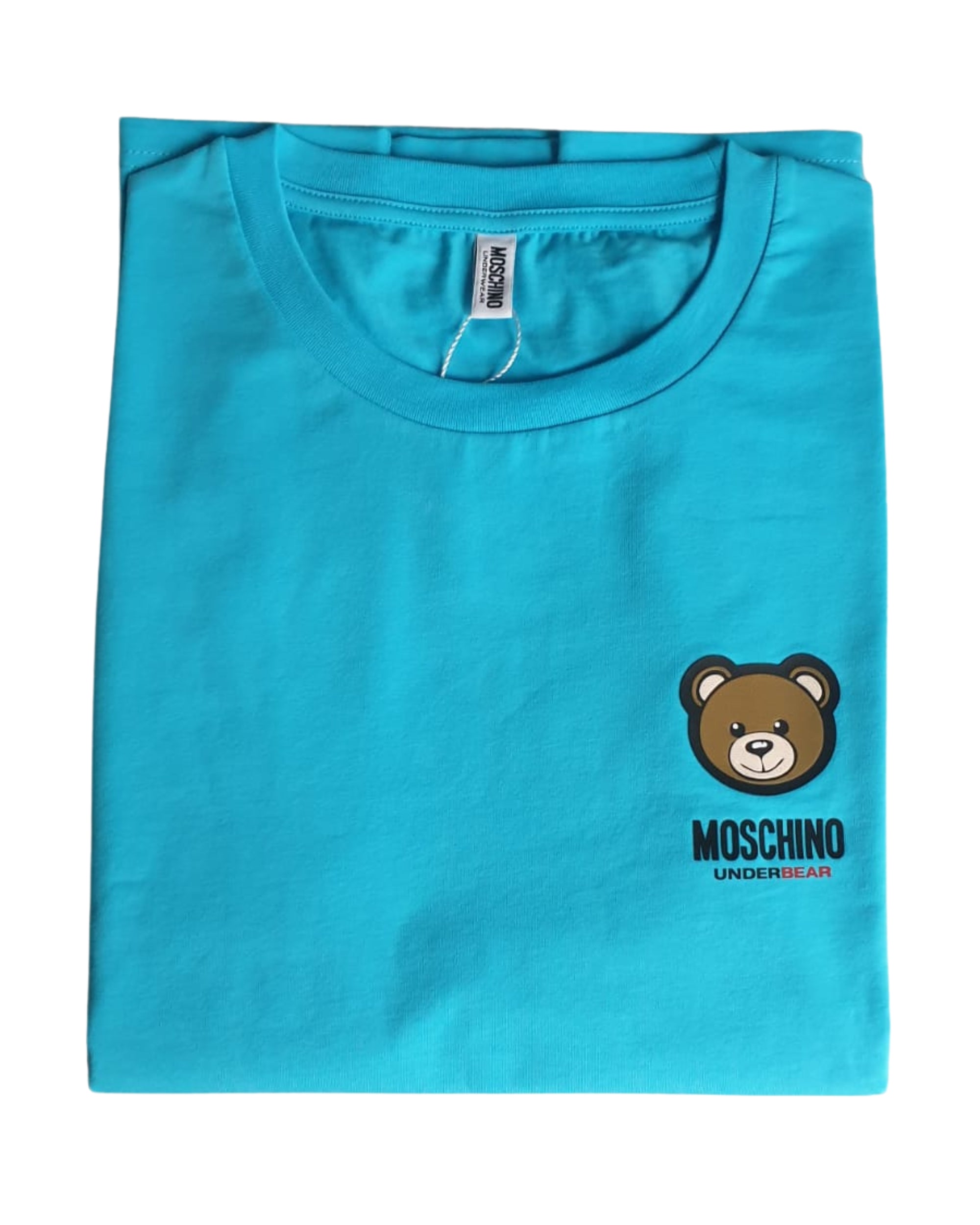 Moschino Underbear Logo Stretch Jersey in Cotone Azzurro