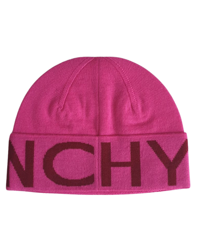 Givenchy Beanie Hat Big Logo Wool Purple 2