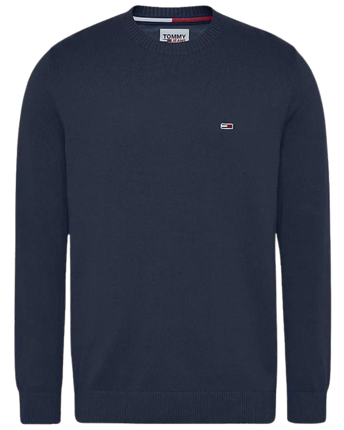 Tommy Jeans Pullover Essential Con Patch Bandierina Blu Uomo