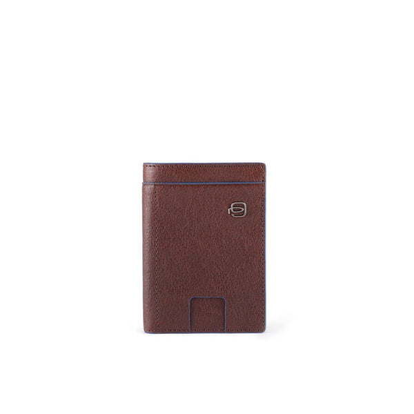 Piquadro Blue Square Brown Men's Card Holder Banknotes