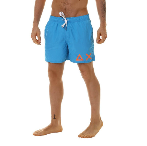 Sun68 Costume da Bagno Swim Pant Solid Big Logo Blu