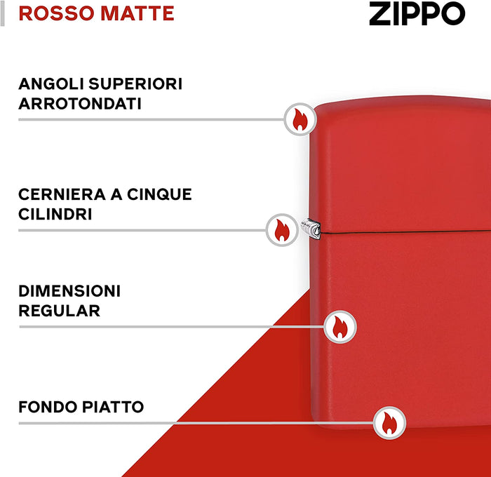 Zippo Red Matte Red Unisex 3