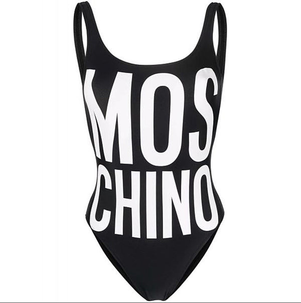 Moschino Swim Costume Intero con Scritta Nero-2