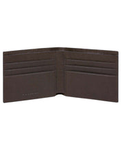 Piquadro Black Square Coin Purse With 6 Credit Card Slots 11cm Leather Tobacco Brown Men