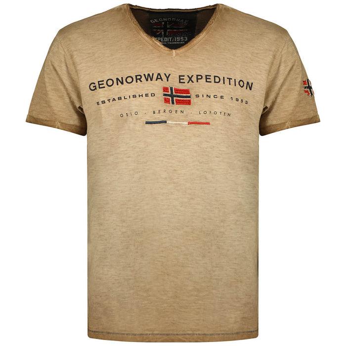 Geographical Norway Maglia Manica Corta Beige Uomo 1